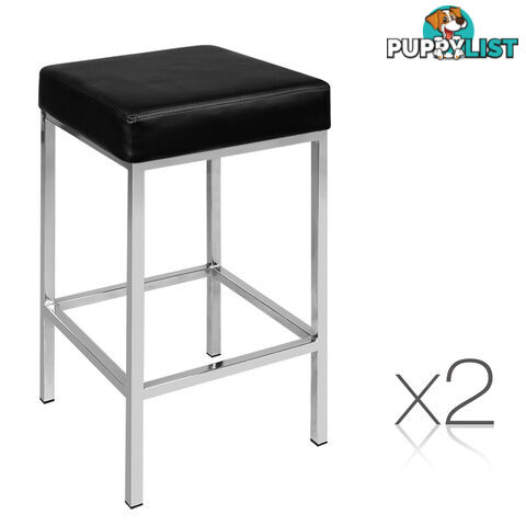 Set of 2 Modeen Stylish PU Leather Kitchen Bar Stool Black