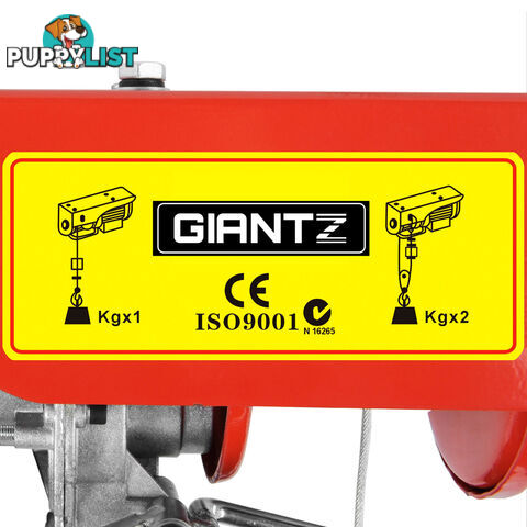 510W Electric Hoist Winch 125/250kg Professional Lift Power Tool 15m Rope