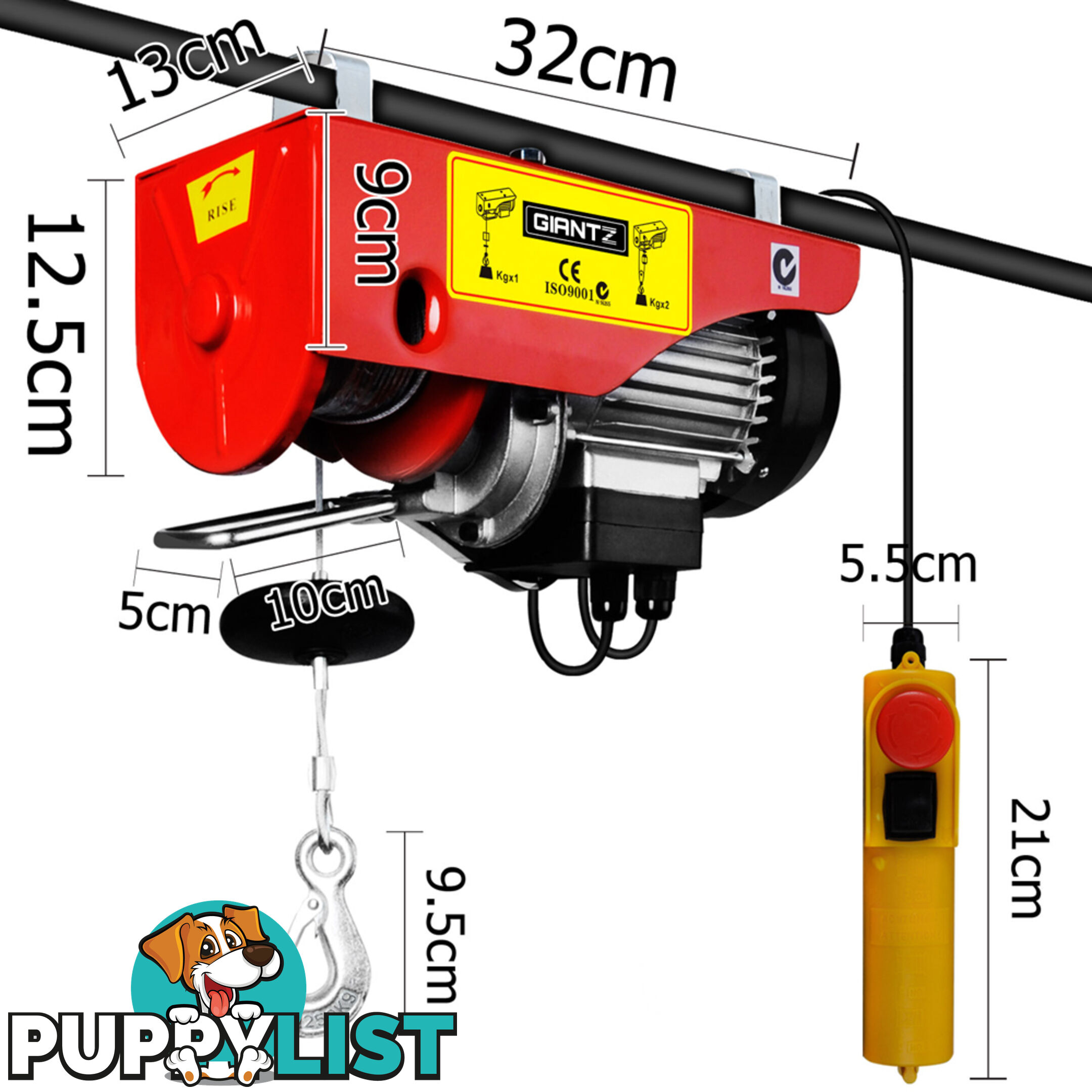 510W Electric Hoist Winch 125/250kg Professional Lift Power Tool 15m Rope