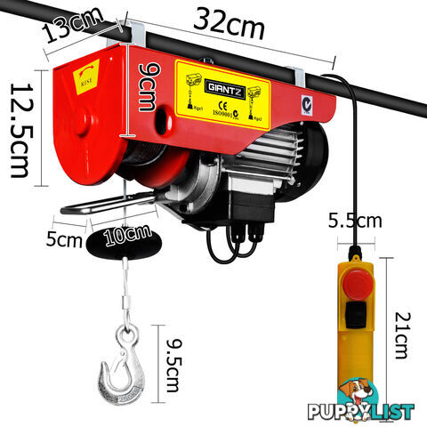 510W Electric Hoist Winch 125/250kg Professional Lift Power Tool 15m Rope