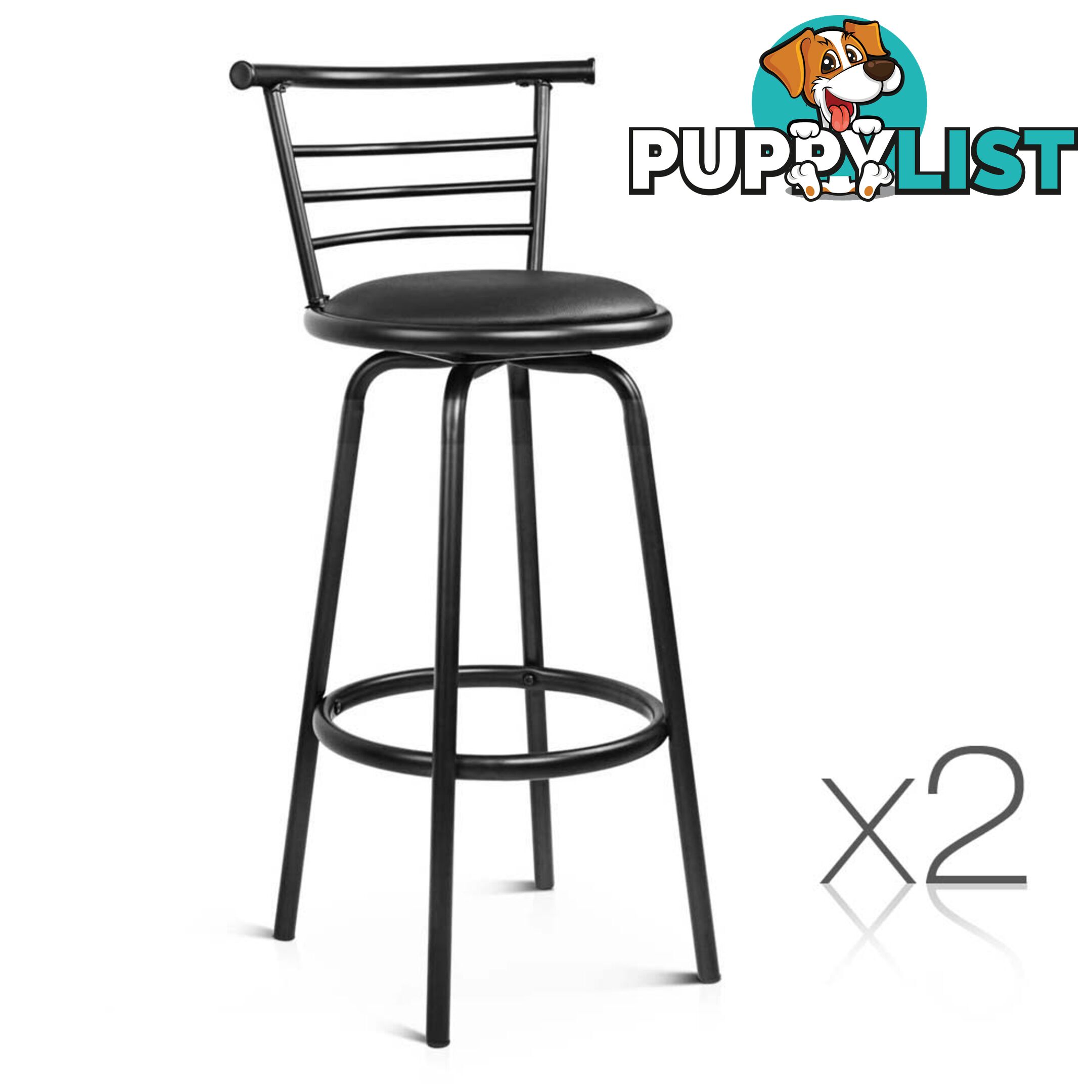 Set of 2 360ÁSwivel Bar Stool - Black