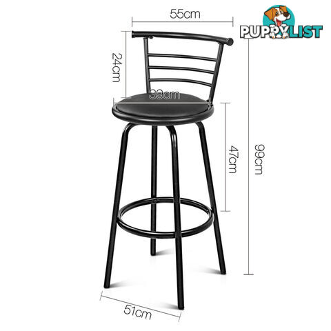 Set of 2 360ÁSwivel Bar Stool - Black