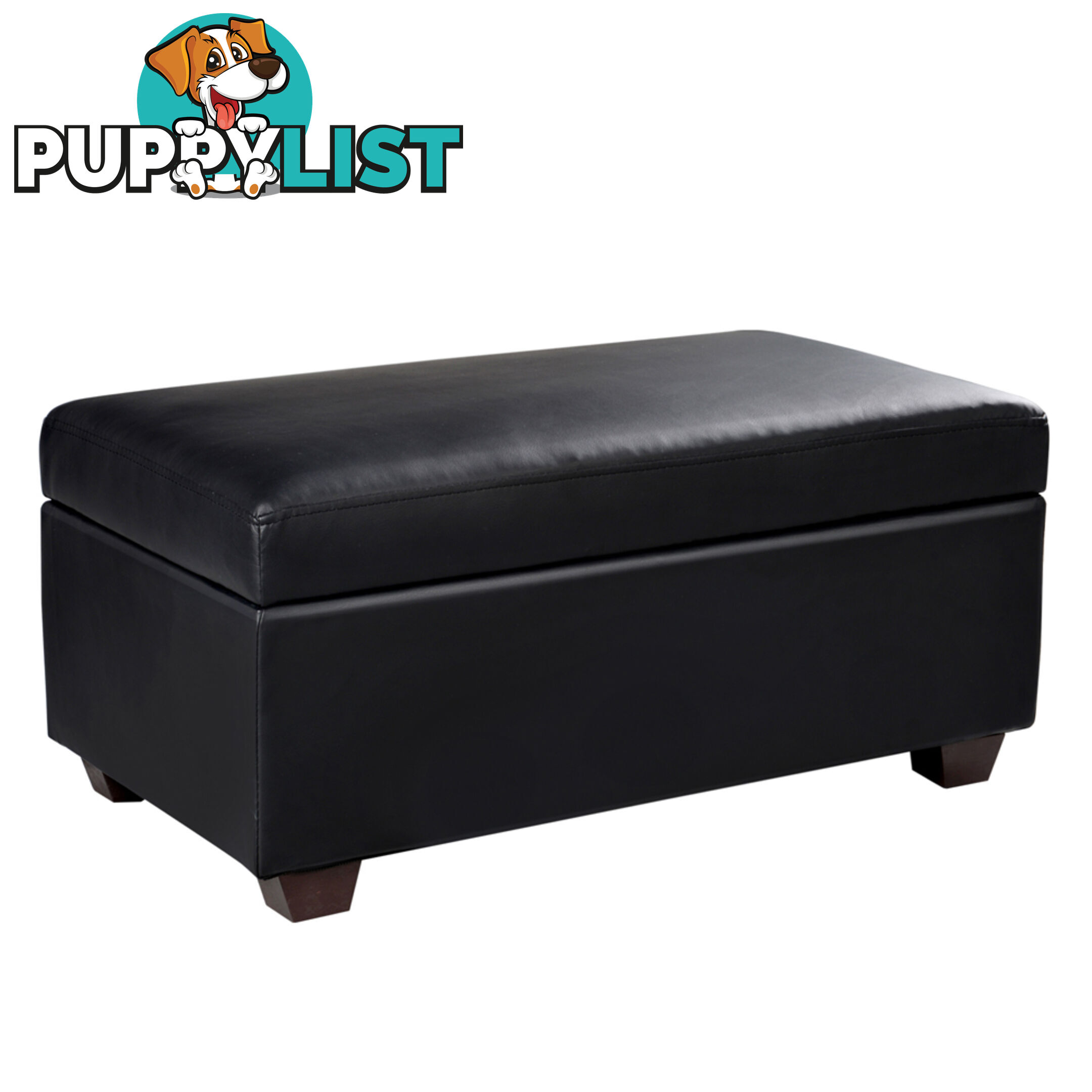 Ottoman Seat Storage Faux PU Leather Blanket Toy Box Foot Stool Large Black