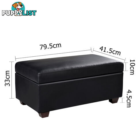 Ottoman Seat Storage Faux PU Leather Blanket Toy Box Foot Stool Large Black