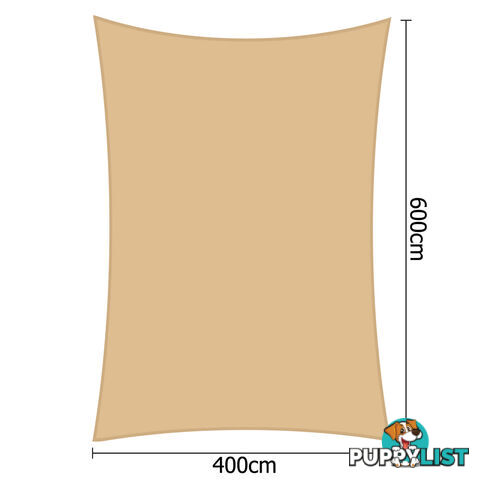 Heavy Duty Rectangle Shade Sail Cloth Sun Canopy Shadecloth 4 x 6m Sand 280g/m2