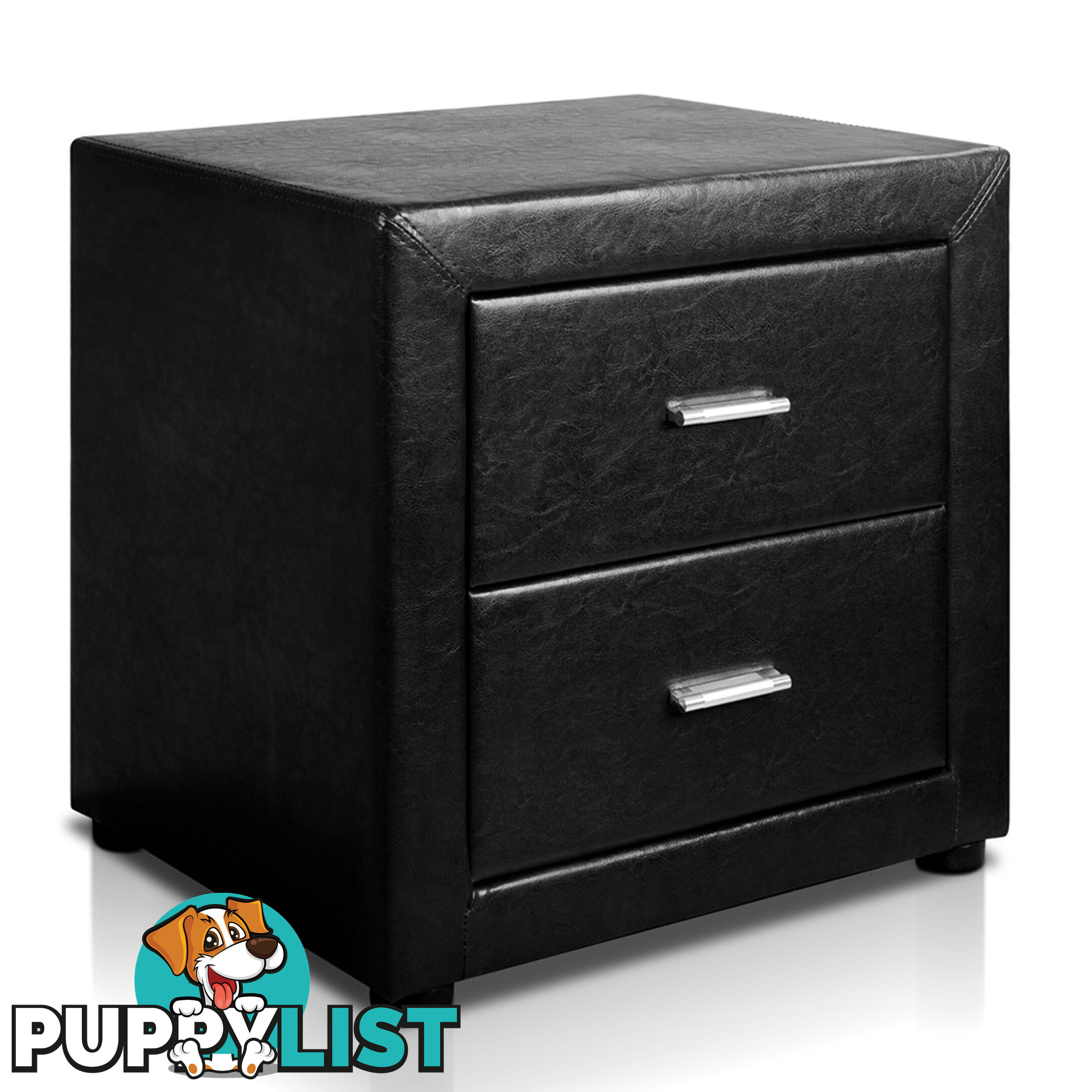 Deluxe PU Leather 2 Drawers Cabinet Black