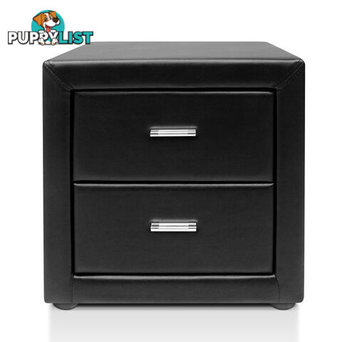 Deluxe PU Leather 2 Drawers Cabinet Black