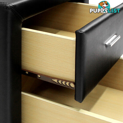 Deluxe PU Leather 2 Drawers Cabinet Black