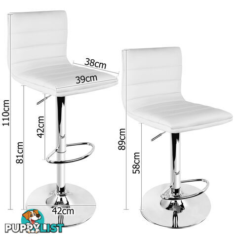 2 x PU Leather Backrest Kitchen Bar Stool Cafe Swivel Breakfast Stools White