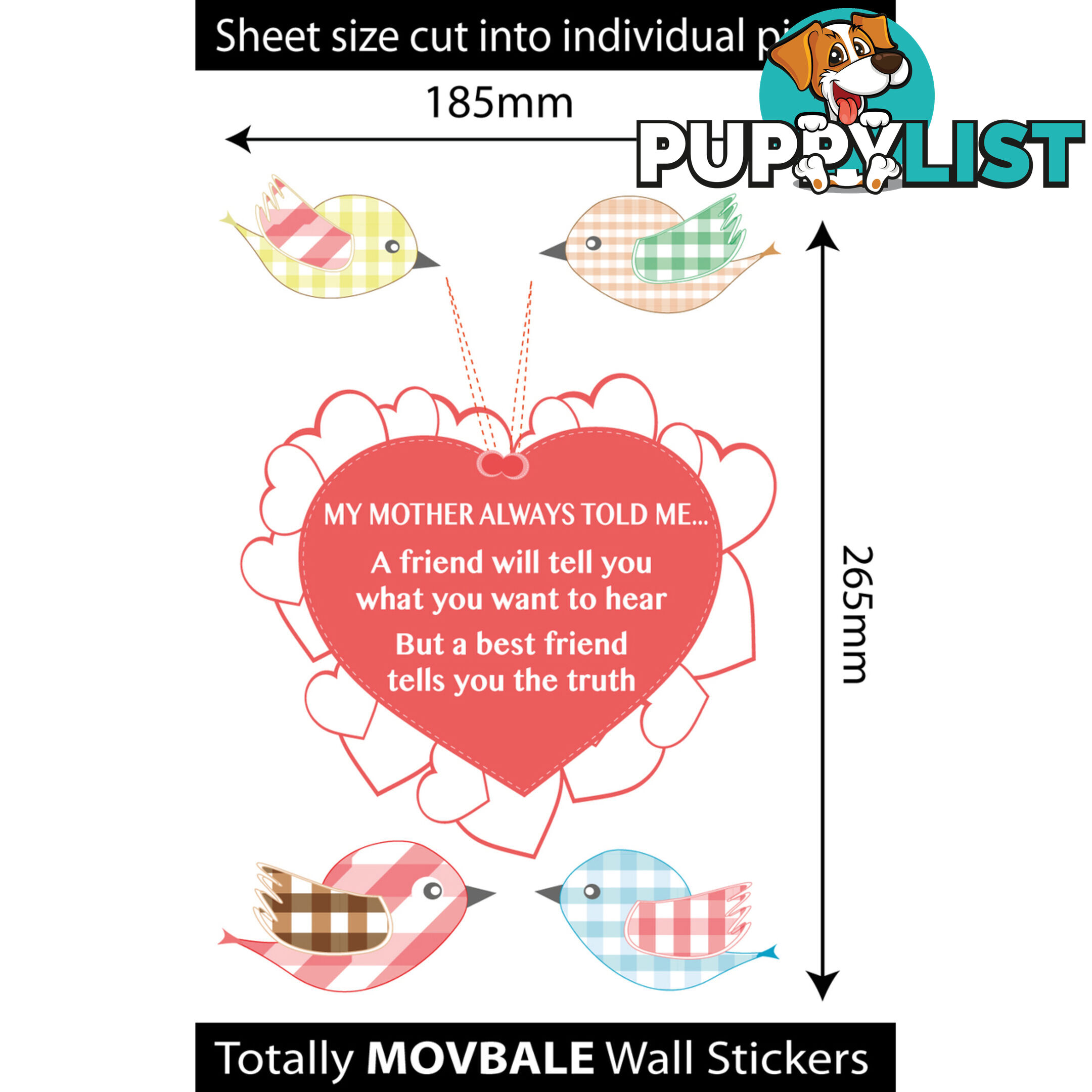 Medium Size My Mother Told Me Wall Sticker Quotes - Totally Movable