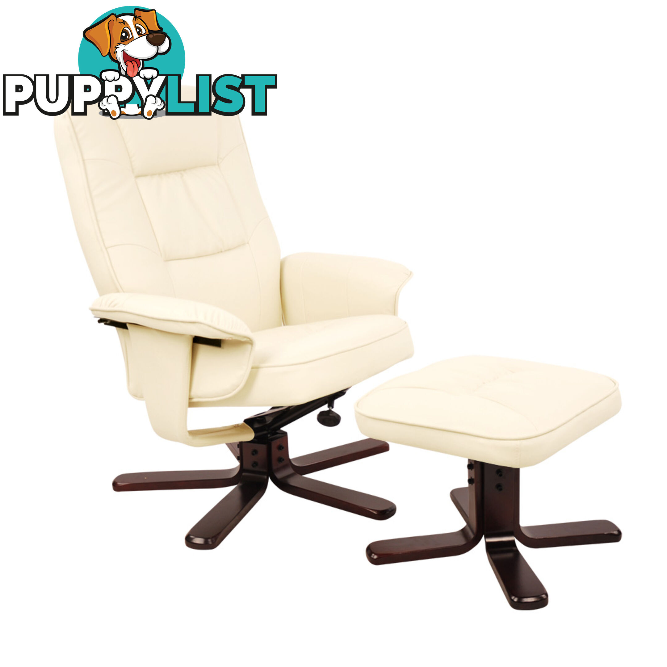 PU Leather Recliner Ottoman Chair Office Lounge Couch Armchair Beige