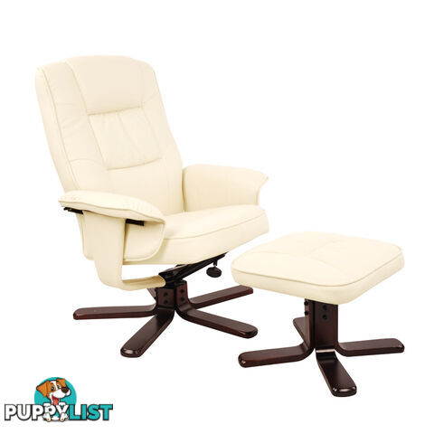 PU Leather Recliner Ottoman Chair Office Lounge Couch Armchair Beige