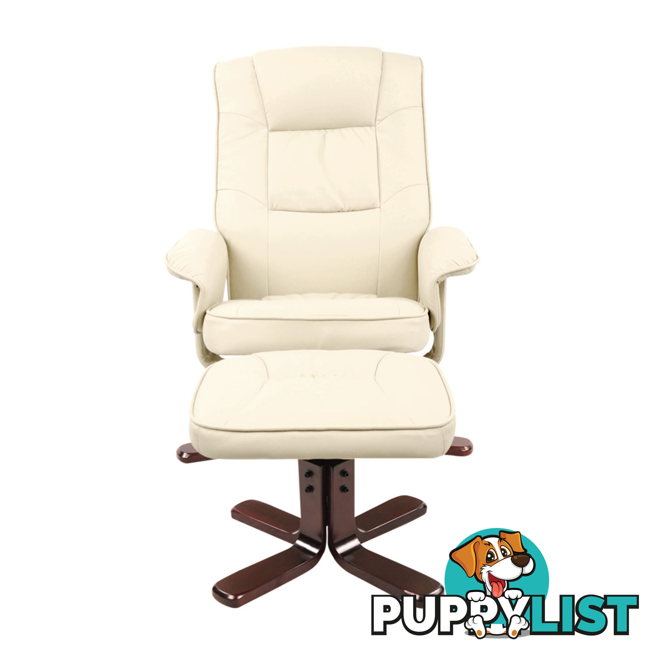 PU Leather Recliner Ottoman Chair Office Lounge Couch Armchair Beige