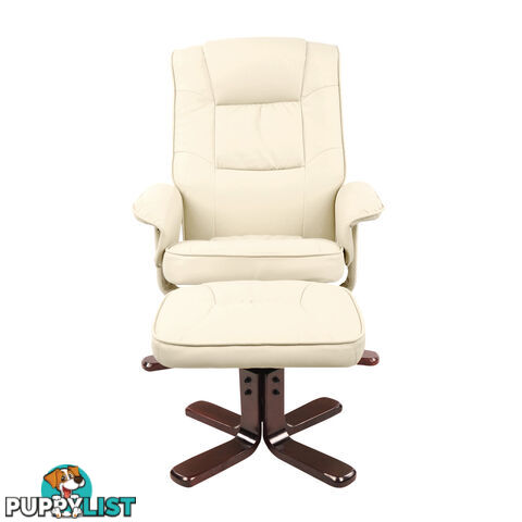 PU Leather Recliner Ottoman Chair Office Lounge Couch Armchair Beige