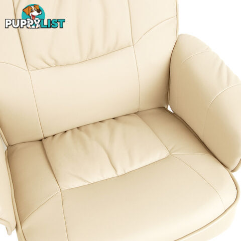 PU Leather Recliner Ottoman Chair Office Lounge Couch Armchair Beige