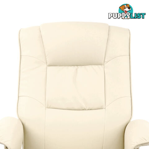 PU Leather Recliner Ottoman Chair Office Lounge Couch Armchair Beige