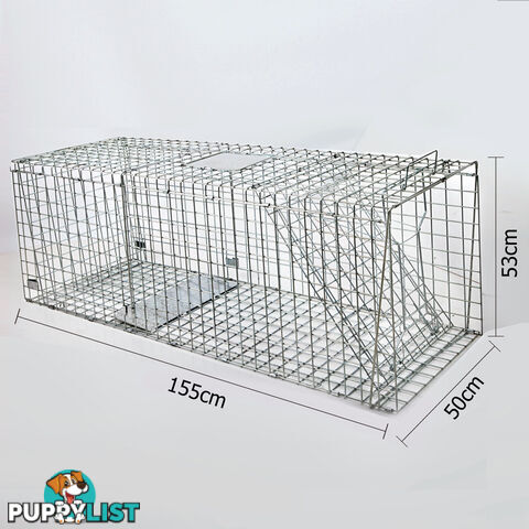 XXLarge Humane Animal Trap Cage Cat Possum Rabbit Fox Koala Hare Catch 150x50cm