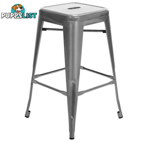 Set of 4 Replica Tolix Kitchen Bar Stool 66cm Metallic