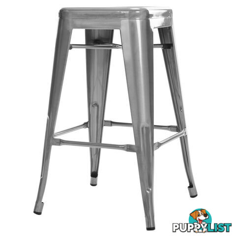 Set of 4 Replica Tolix Kitchen Bar Stool 66cm Metallic