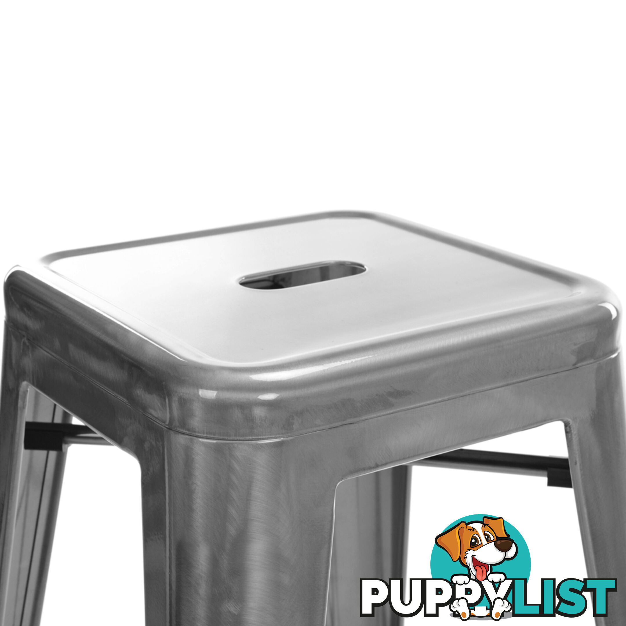 Set of 4 Replica Tolix Kitchen Bar Stool 66cm Metallic