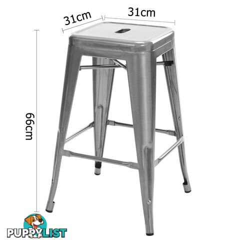 Set of 4 Replica Tolix Kitchen Bar Stool 66cm Metallic