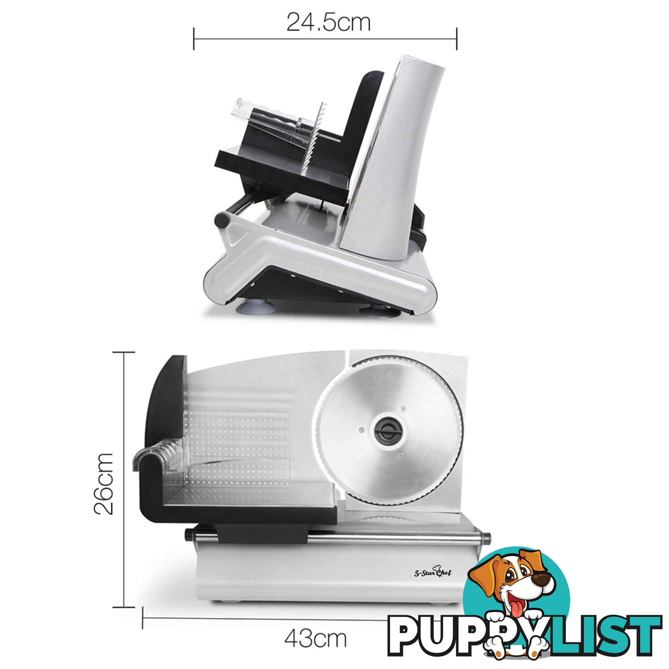 150W Electric Meat Slicer Ham Deli Cheese Bread Stainless Steel Blade Silver