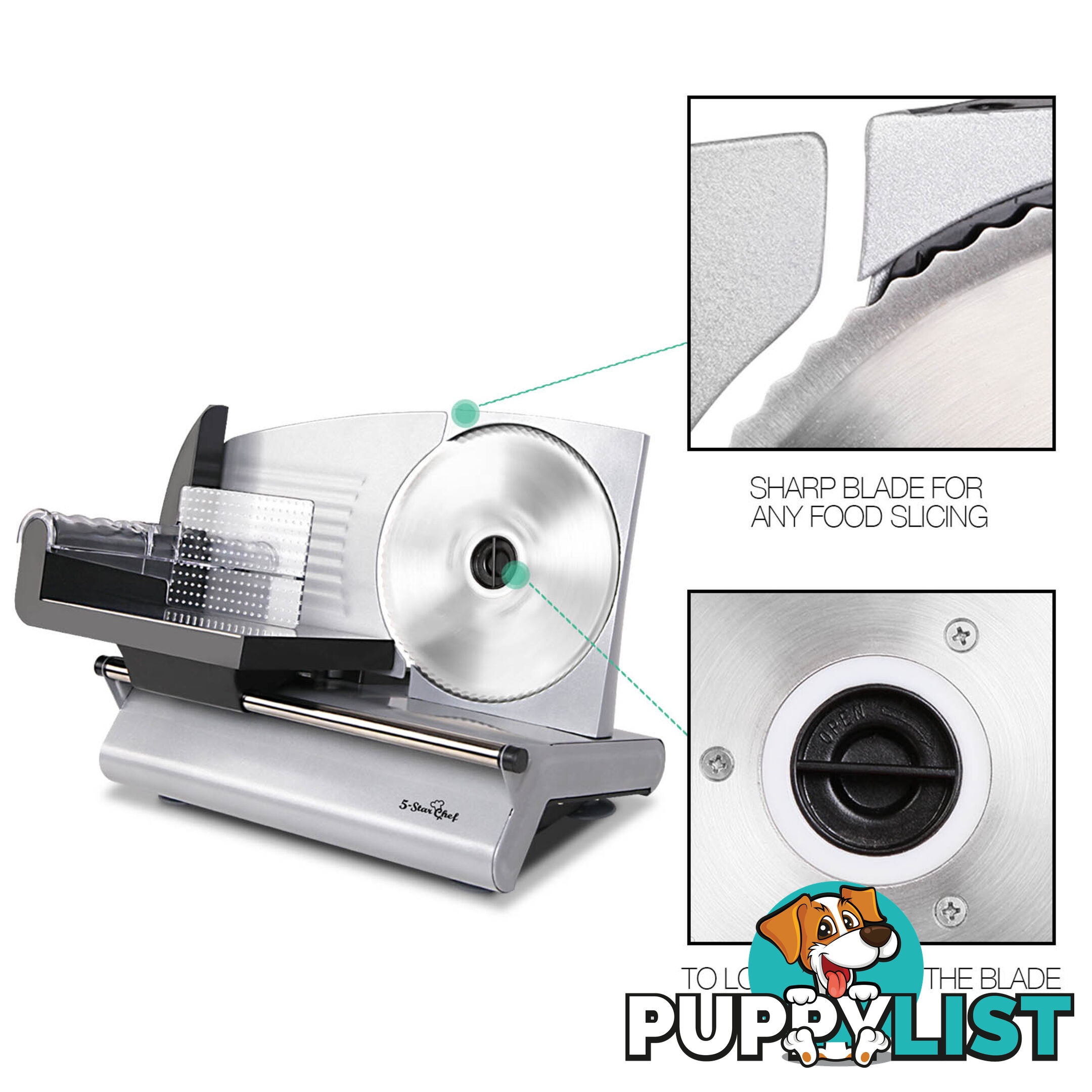 150W Electric Meat Slicer Ham Deli Cheese Bread Stainless Steel Blade Silver