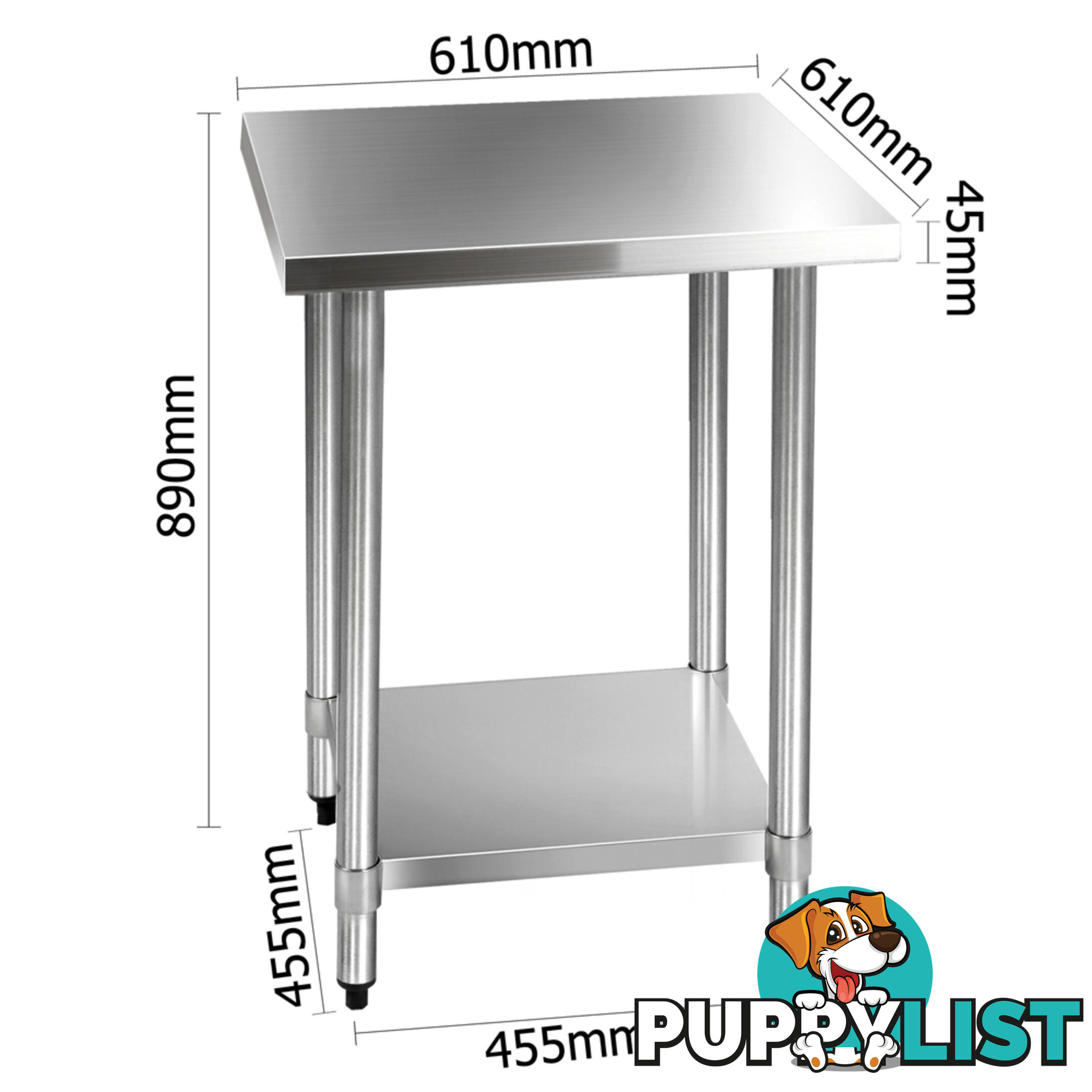 Commercial Stainless Steel Kitchen Work Bench Food Preparation Table Top 610mm