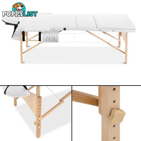 Portable Wooden Massage Table 3 Fold Beauty Chair Bed Waxing White 70 cm