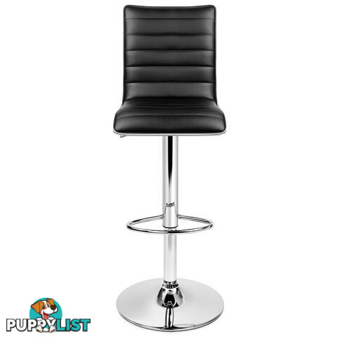 Set of 2 PU Leather Bar Stools - Black