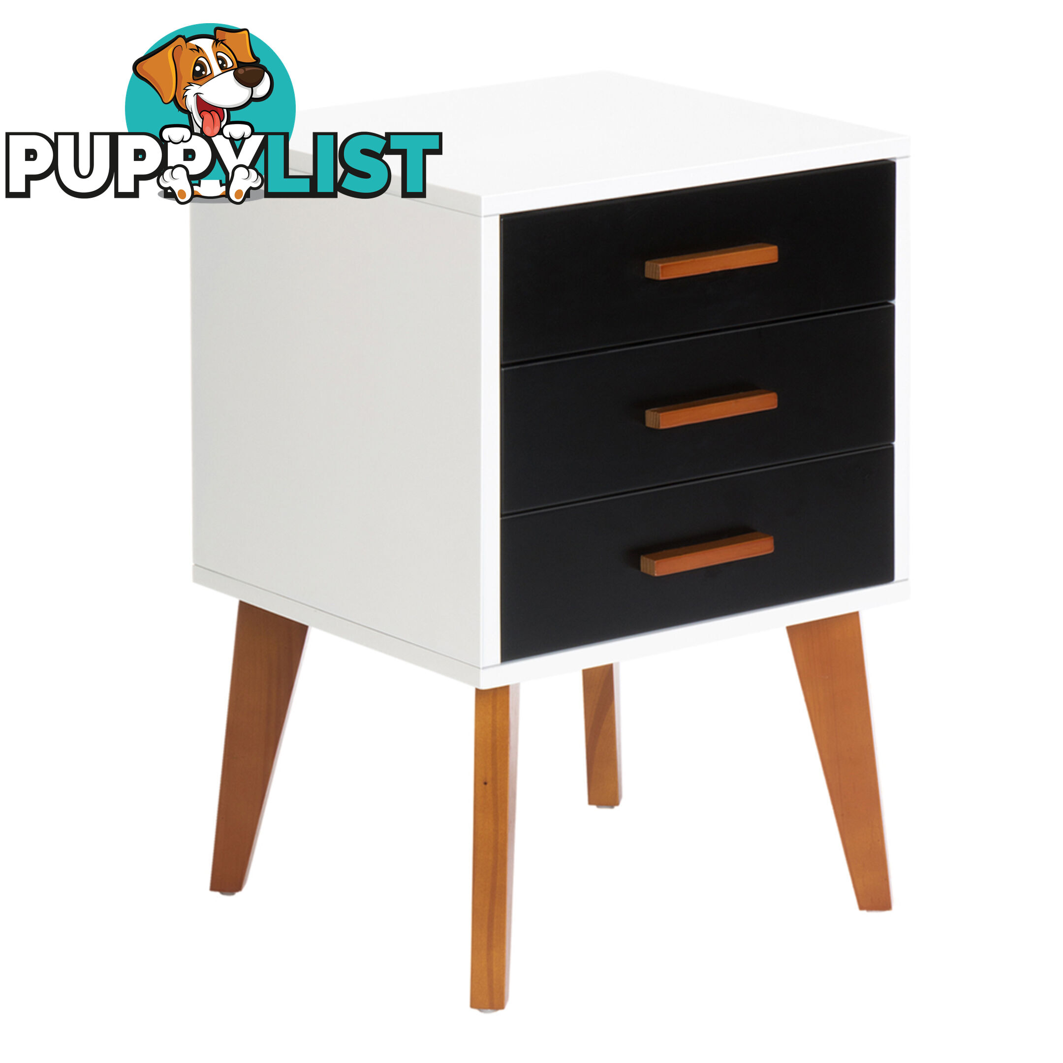 Bedside Table Cabinet Matt Black