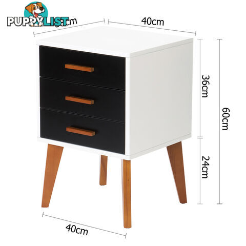 Bedside Table Cabinet Matt Black