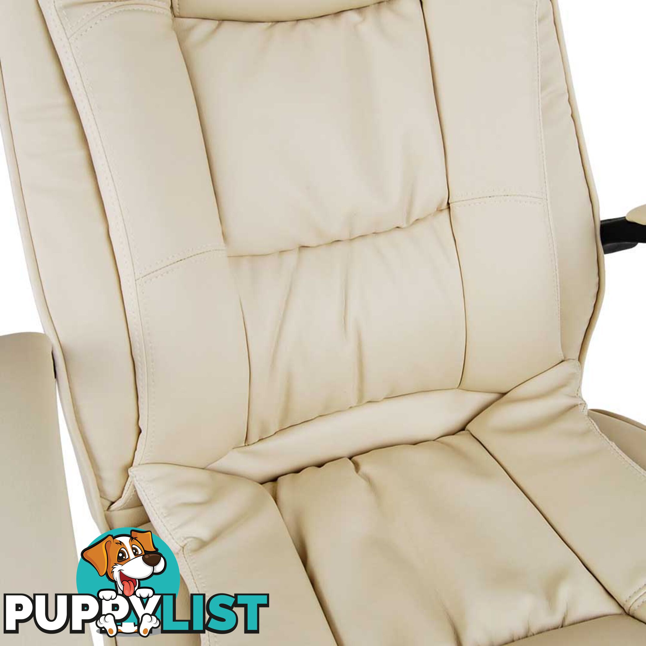 Deluxe PU Leather Computer Chair High Back Headrest Office Desk Chair Beige