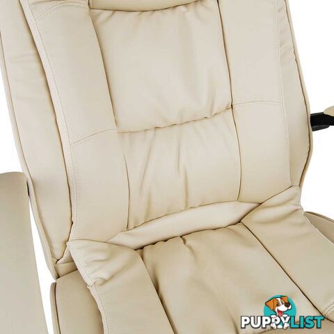 Deluxe PU Leather Computer Chair High Back Headrest Office Desk Chair Beige