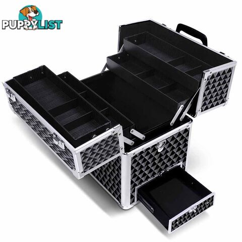 Portable Professional Makeup Beauty Case Cosmetic Box Carry Bag Diamond Black