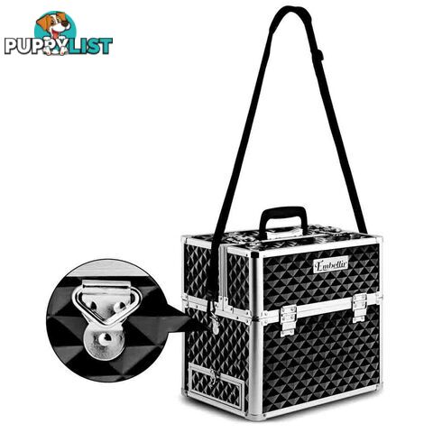 Portable Professional Makeup Beauty Case Cosmetic Box Carry Bag Diamond Black