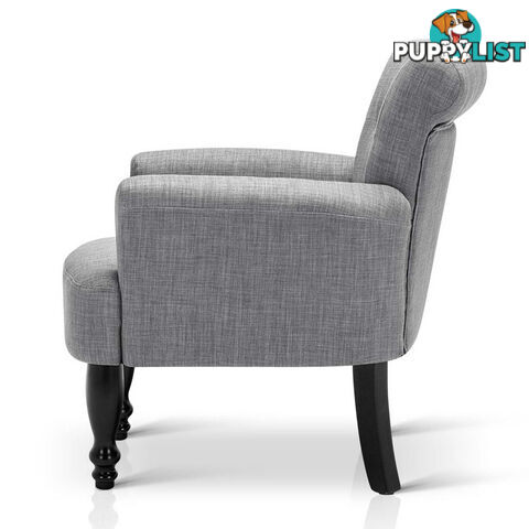 Wing Armchair French Provincial Linen Fabric Ash Grey