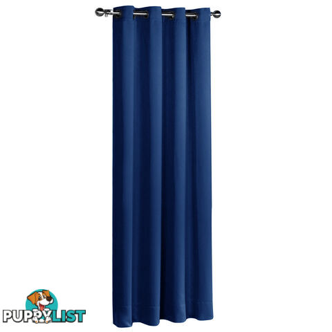 Luxury Blockout Eyelet Curtain 3 Layers Pure Fabric Room Darkening Navy 180cm