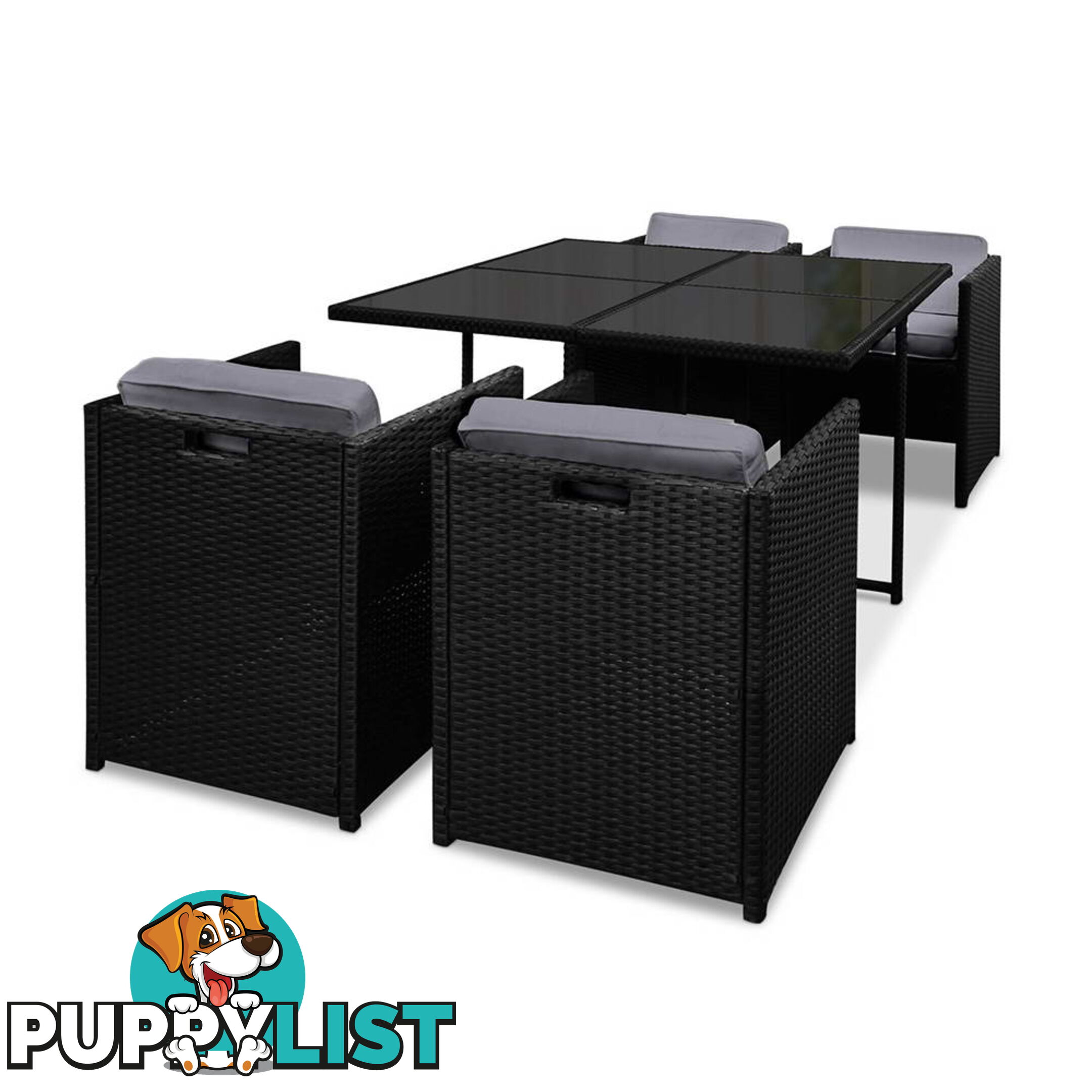 Rio Dining 5 Seater Set _ Black & Grey