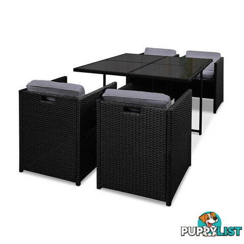 Rio Dining 5 Seater Set _ Black & Grey