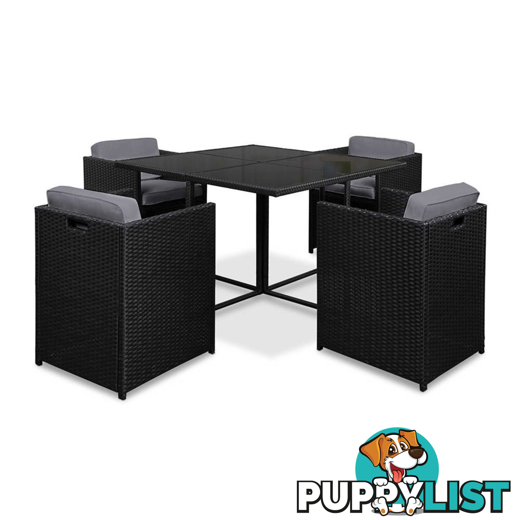 Rio Dining 5 Seater Set _ Black & Grey