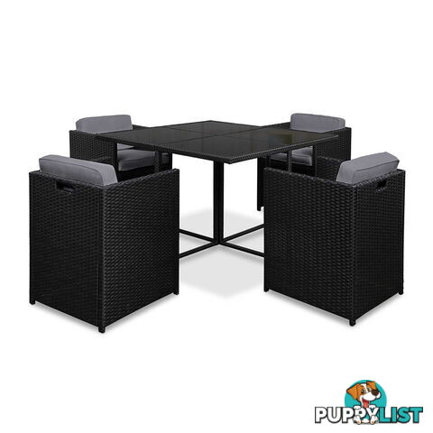 Rio Dining 5 Seater Set _ Black & Grey