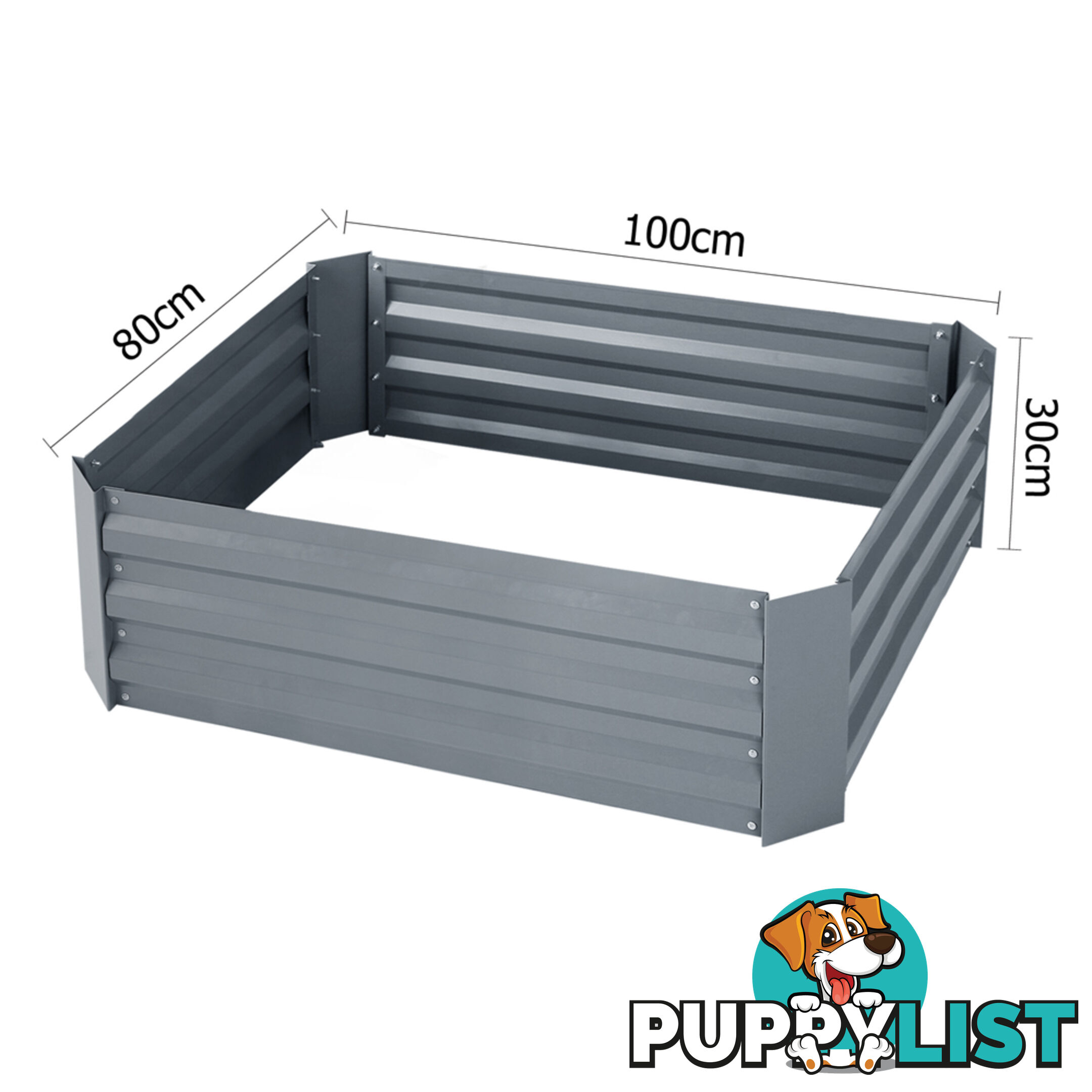 Galvanised Raised Garden Bed 100 x 80cm Grey