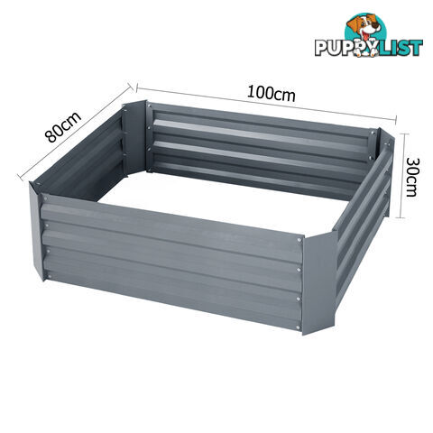 Galvanised Raised Garden Bed 100 x 80cm Grey