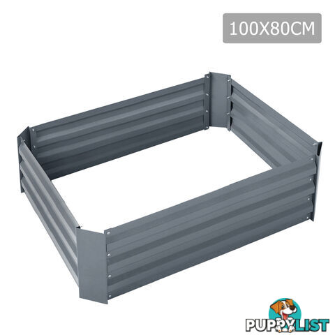 Galvanised Raised Garden Bed 100 x 80cm Grey