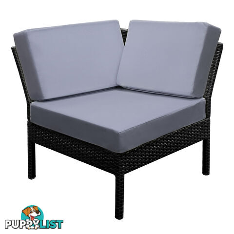 6Pcs Stackable Outdoor Lounge Set 5 Seater Wicker Rattan Garden Furniture Black