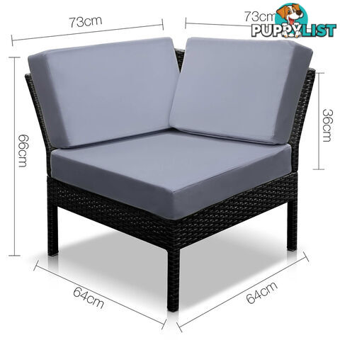 6Pcs Stackable Outdoor Lounge Set 5 Seater Wicker Rattan Garden Furniture Black