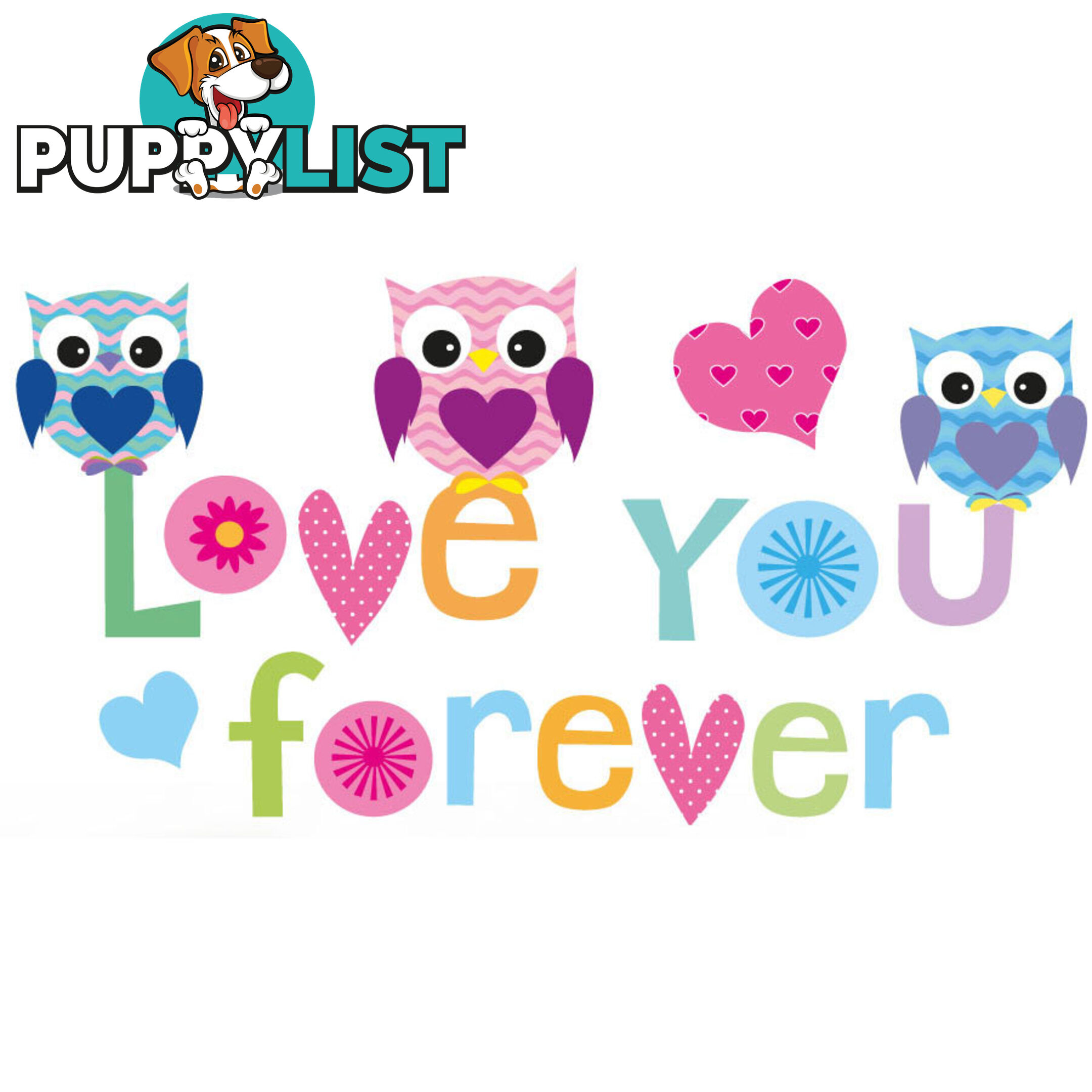 Large Size Love Forever Owls Wall Sticker - Totally Movable