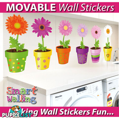 Extra Large Size Flower Pot Wall Stickers - Totally Movable