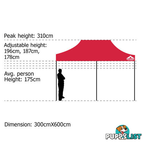 3X6 Pop Up Gazebo - Red